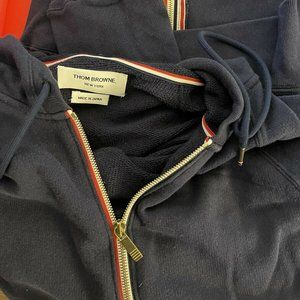 Authentic Thom Browne Zip Up Hoodie Navy Blue New Size 4